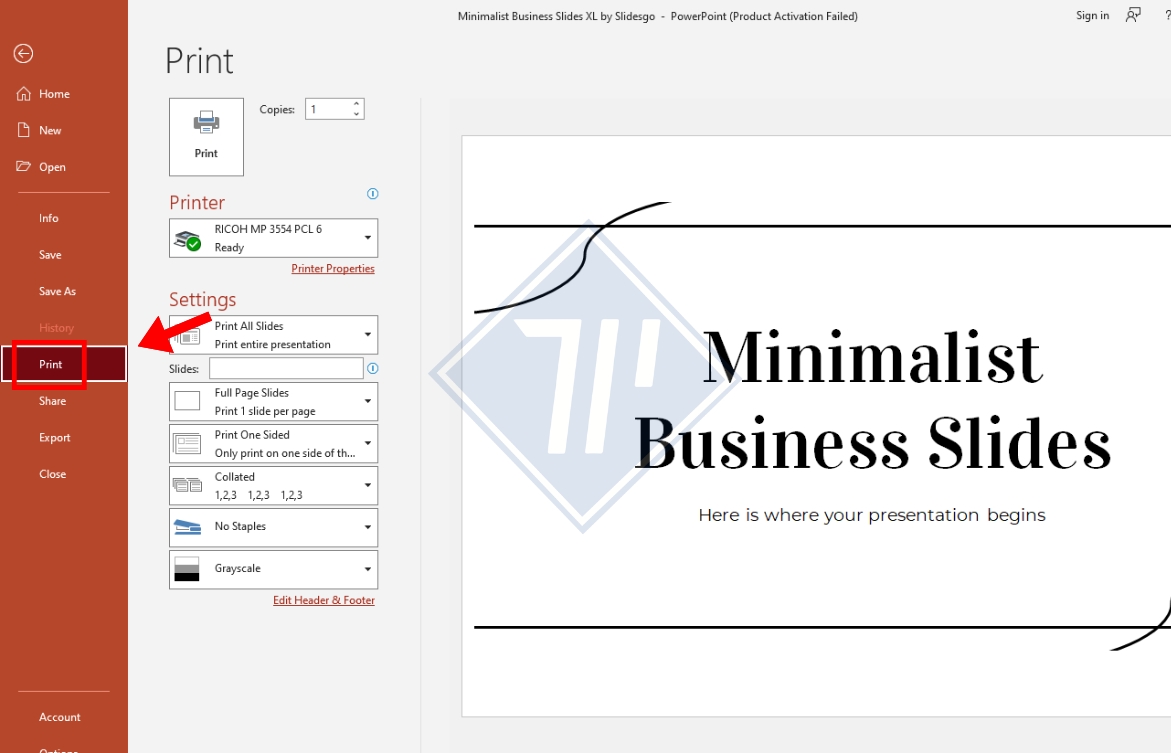 cách bỏ ngày tháng trong powerpoint khi in