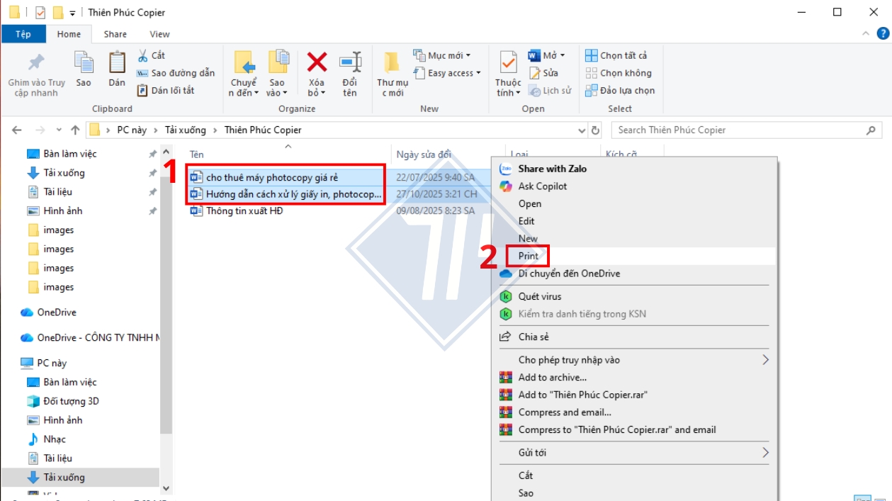 Cách in nhiều file Word cùng lúc bằng tính năng Print trực tiếp trên file