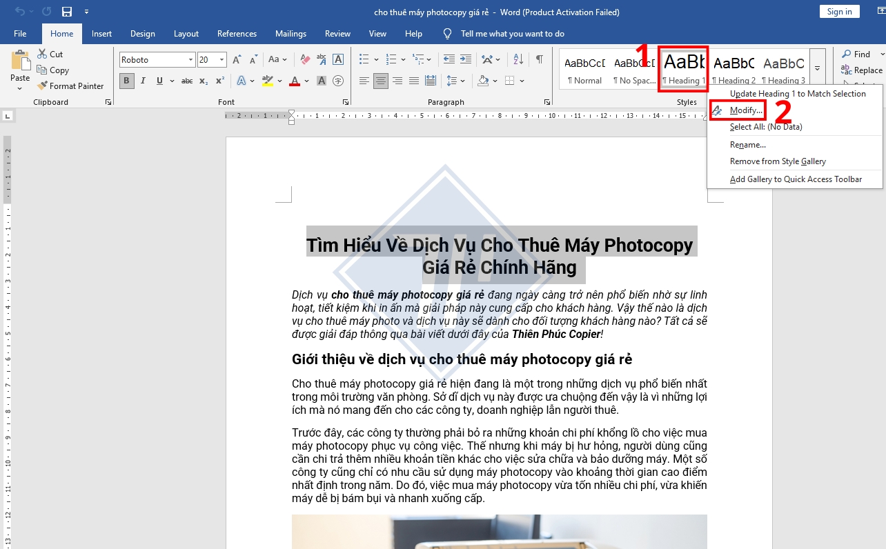 cách làm mục lục tự động trong word