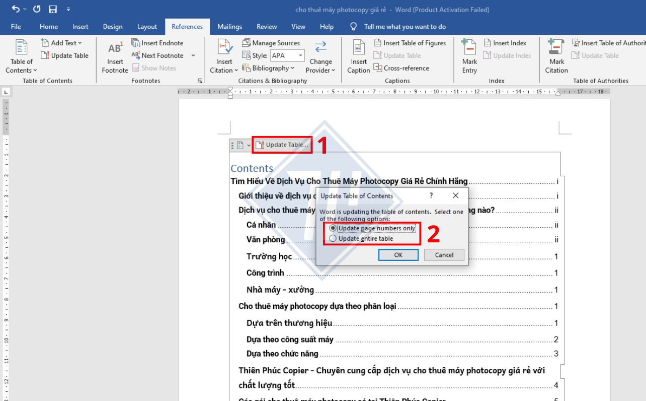 cách làm mục lục trong word 2010