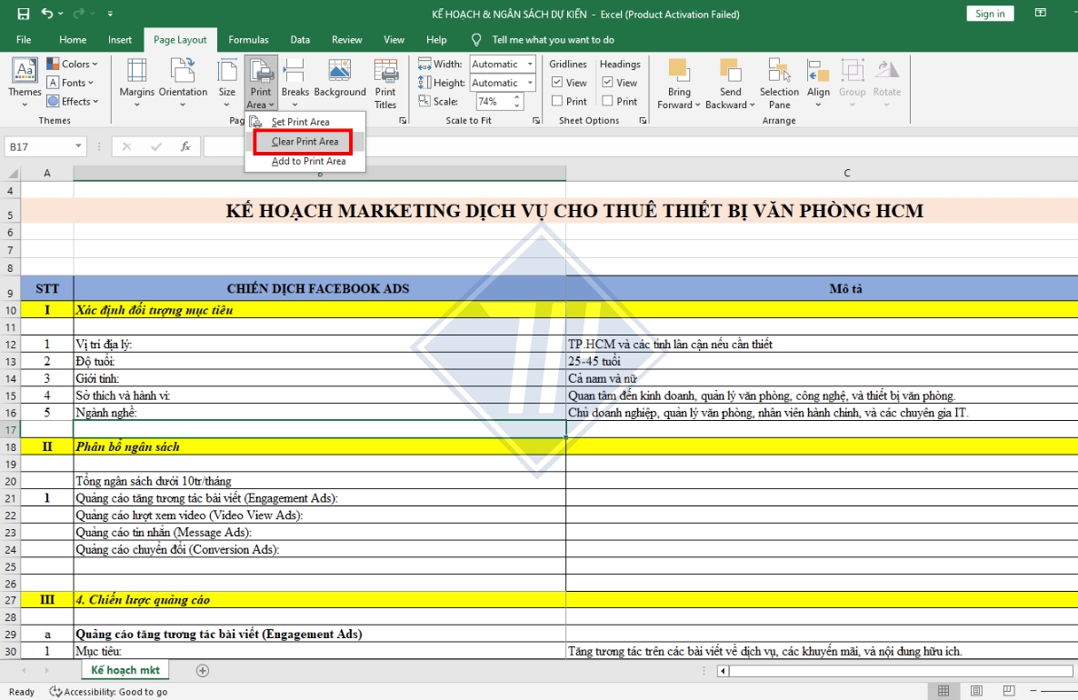 chọn vùng in trong excel 2010​