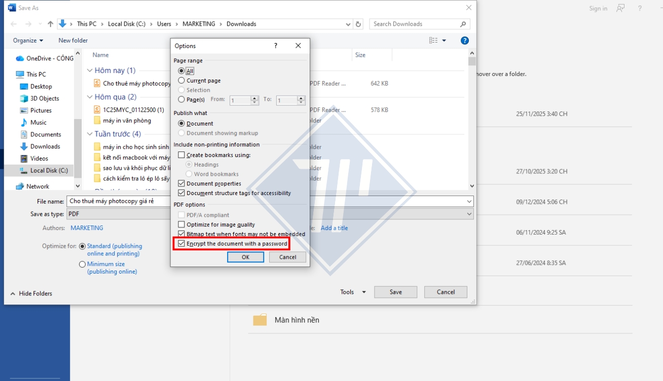 cài đặt mật khẩu cho file pdf