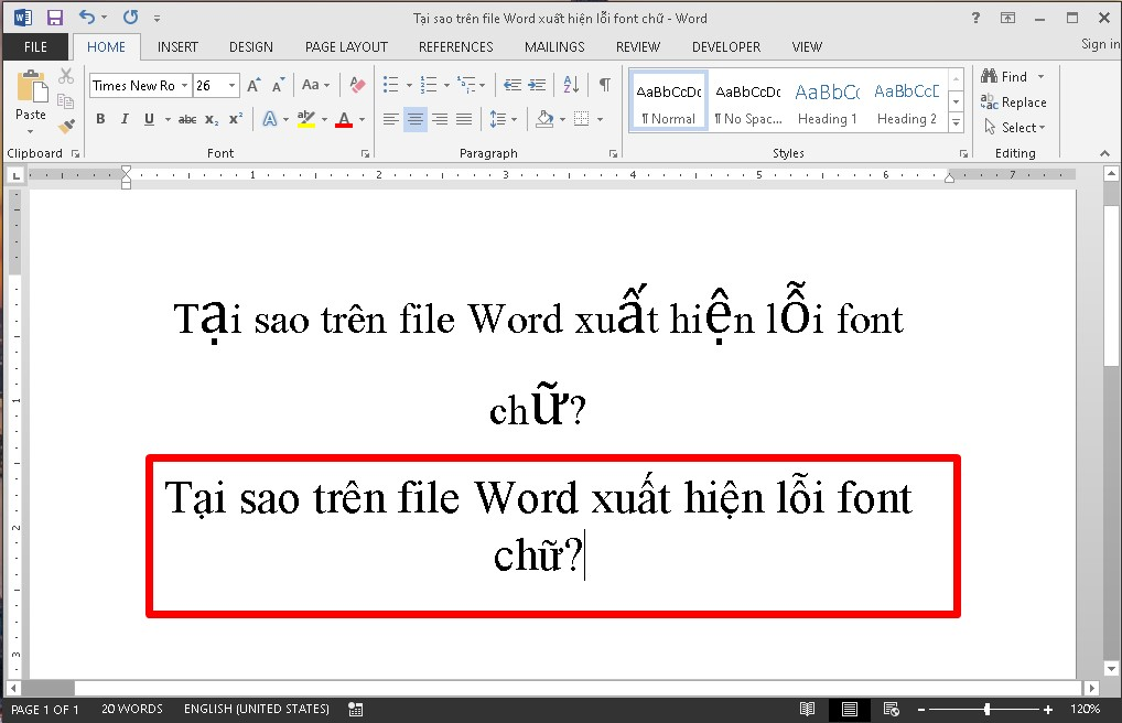 cách sửa lỗi phông chữ trong word​