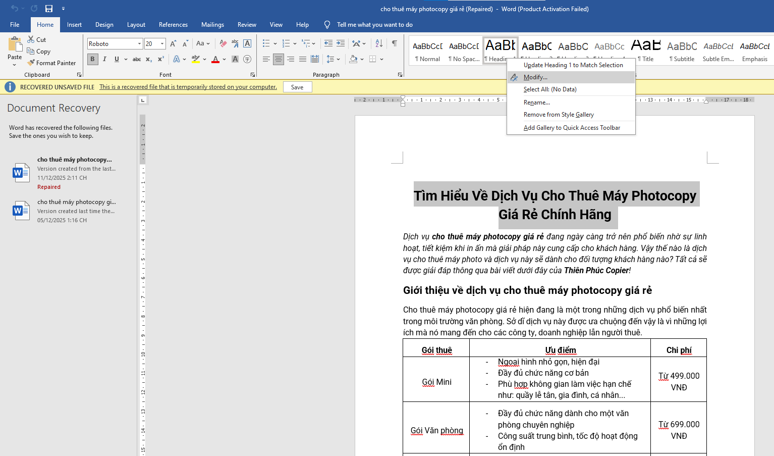 sửa lỗi phông chữ trong word 2010​
