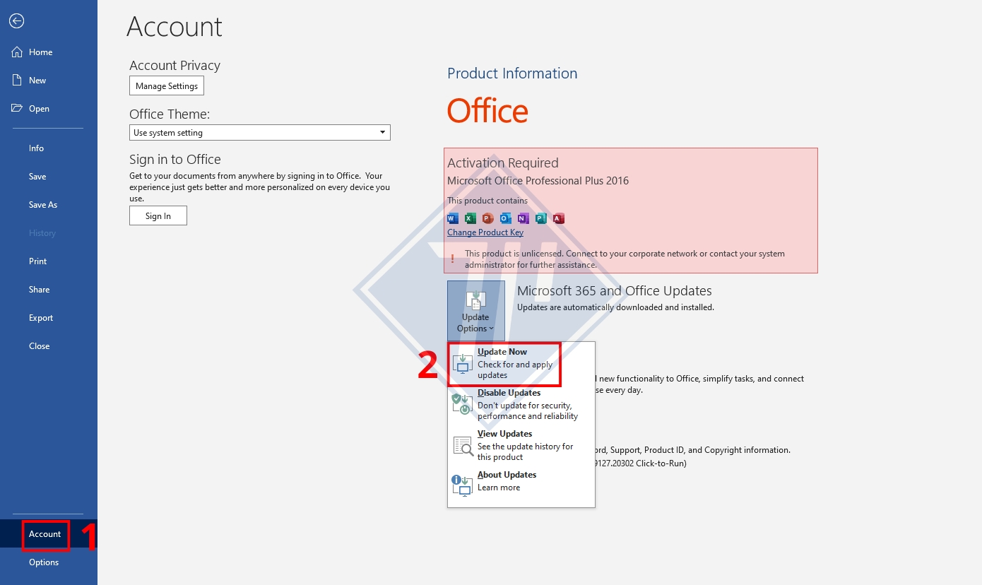 cập nhật microsoft office