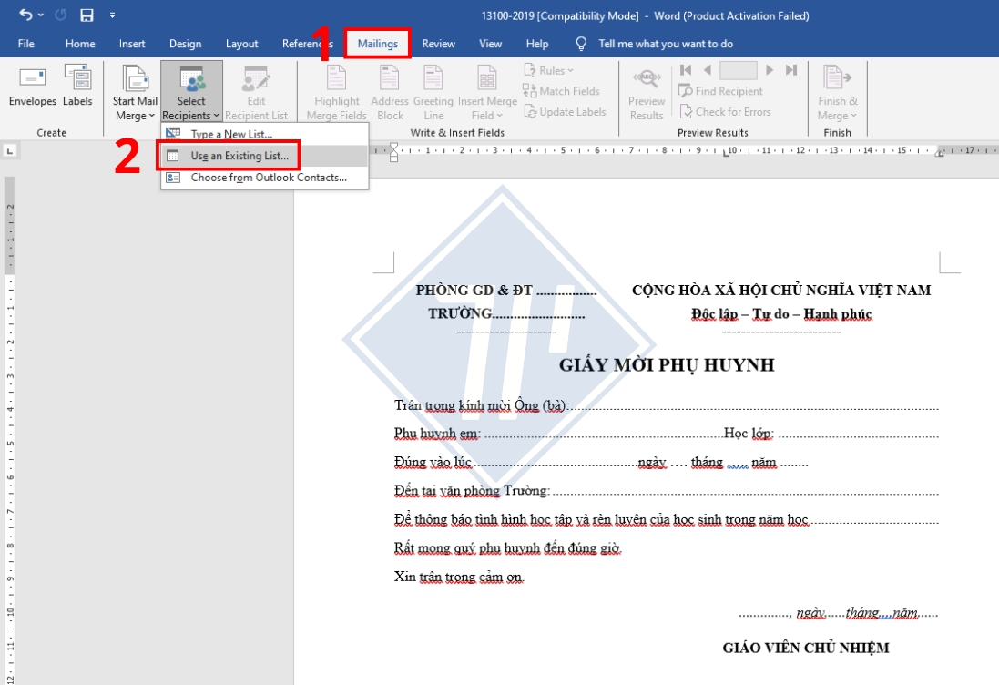 cách làm Mail Merge​