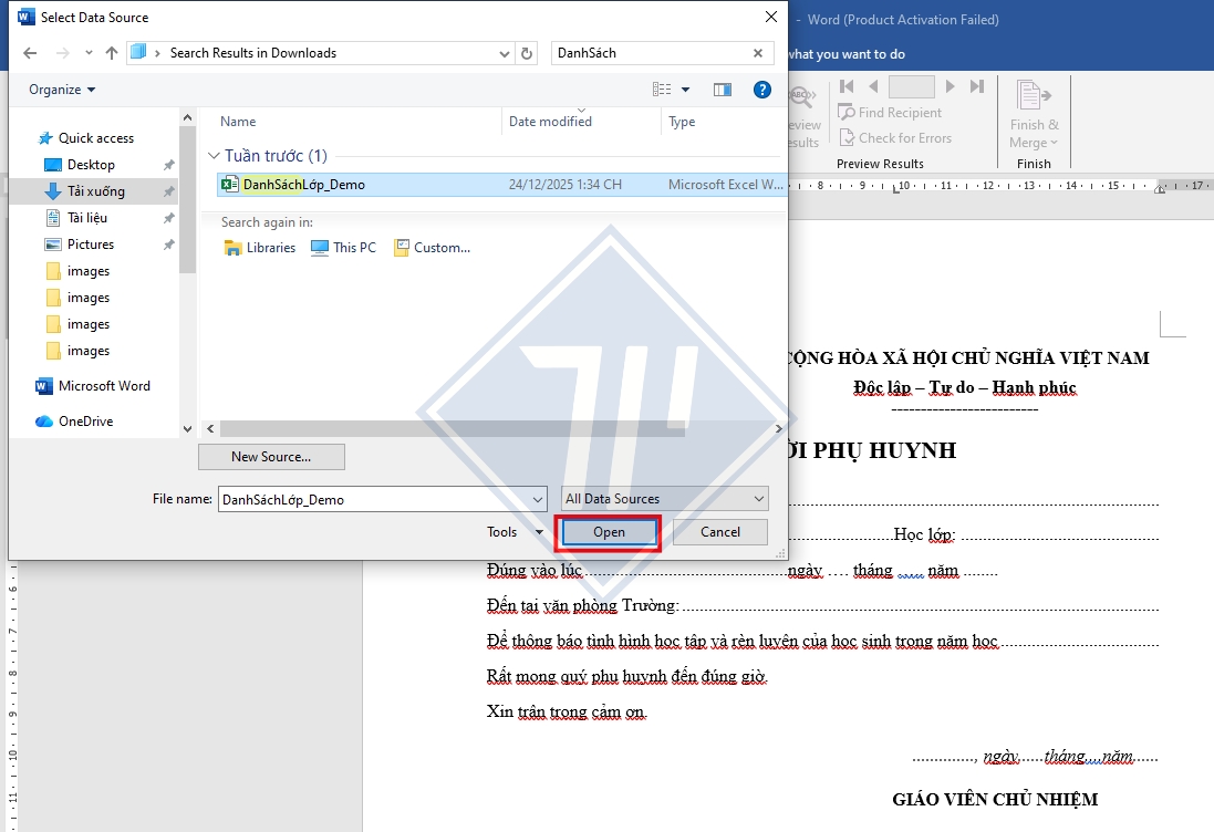 cách làm Mail Merge trong Word​