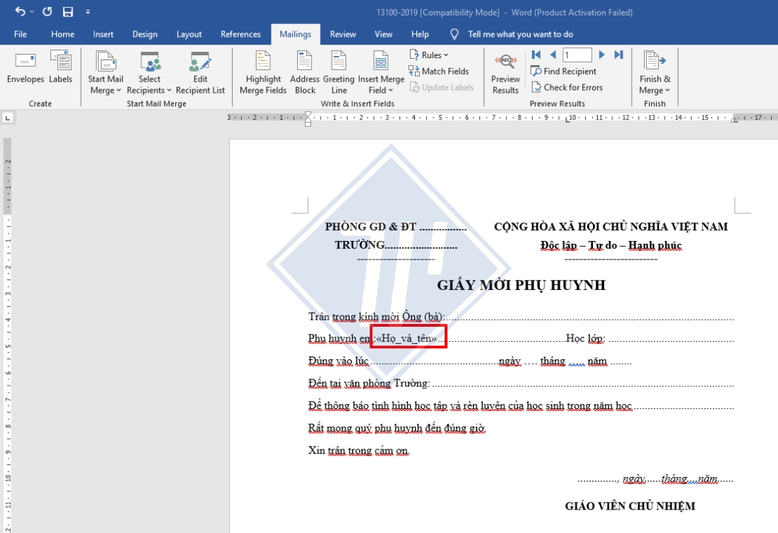 cách dùng Mail Merge​