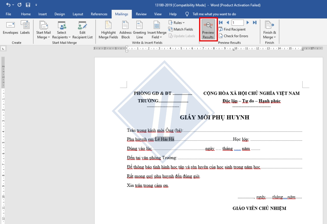 cách sử dụng Mail Merge​